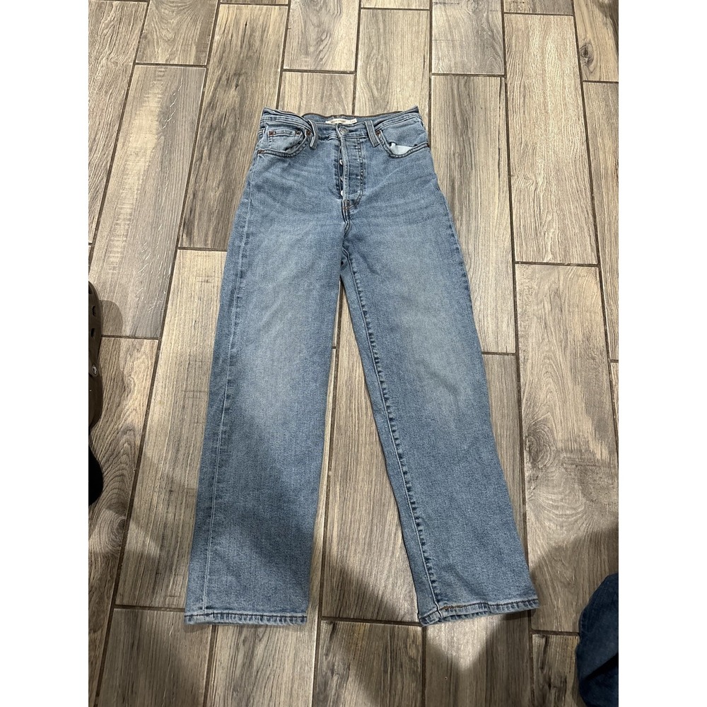 Levi's Ribcage Straight Cropped Jeans Women's Size 26 Medium Wash Button Fly